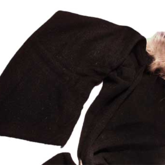 SILVER FOX TRIM HOODED SCARF 40% ANGORA 20% WOOL, TAG ON, BLACK, ONE SIZE, LONG - Picture 3 of 6